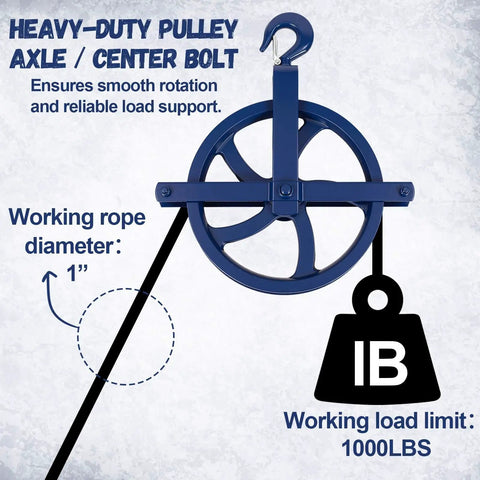 Heavy Duty Two Pack Scaffold Hoist Pulleys With Smooth Glide 12 Inch Solid Cast Iron Gin Wheels Rated 1000 Lbs Built Like A Tank For Brutal Jobsite Rigging And Everyday Heavy Lifting