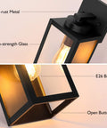 All Weather Outdoor Wall Mount Light Fixture With Glass Shade, Waterproof Exterior Lantern In Matte Black Finish details