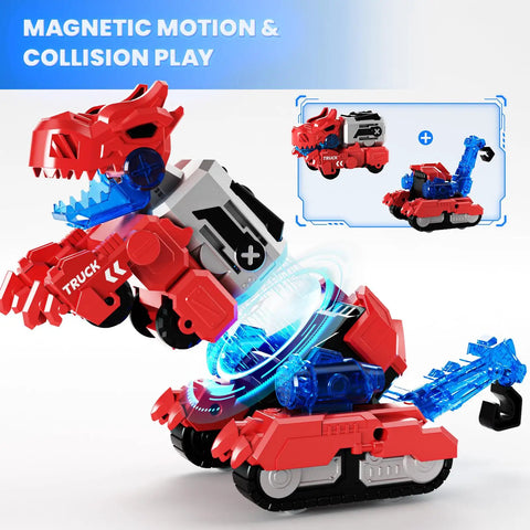 Six In One Magnetic Dinosaur Robot Toys For Kids Ages Three To Eight Transforming Dino Construction Trucks With T Rex model
