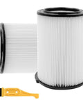 Two VF4000 Replacement Filter Two Pack For 5 To 20 Gallon Wet Dry Vacs Compatible With Husky units with a cleaning brush