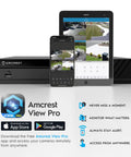 Eight Channel PoE NVR for 4K security cameras with real-time 30 FPS playback displayed with connected mobile devices