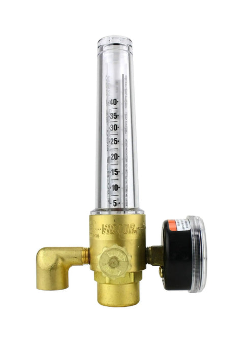 Flowmeter Regulator For Argon And Argon CO2 And Helium For TIG And MIG Welders Model GRF400 580 With CGA 580 Inlet Connection Genuine Brass Flow Tube High Impact Lexan Precision Needle Valve 5 To 50 SCFH Control brass flowmeter regulator with CGA-580 inlet