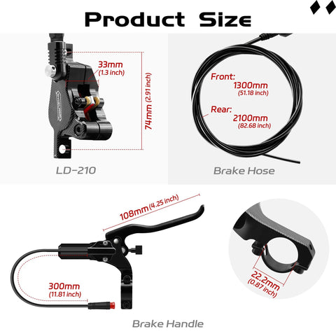 DYISLAND LD-210S hydraulic disc brake kit for electric scooter, black with hose and brake lever