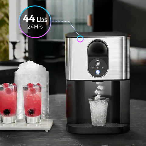 Countertop Nugget Ice Maker With 44 Lbs Per Day Output, Self Cleaning, One Touch Operation, 2.4L Water Tank, Fast Freeze Pebble Ice