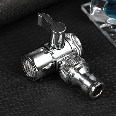 3 Way Sink Faucet Diverter Valve Copper Adapter For Portable Washer And Countertop Dishwasher Splitter, sleek design on fabric surface.