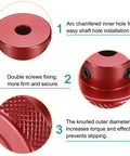 Aluminum Alloy Handwheel For Milling Machine Lathe 30mm OD 4mm Bore Red Handle With Wrench And Two Screws Secure Shaft Fixation Durable Tool Accessory showing arc chamfered hole, double screws, and knurled outer diameter
