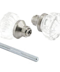 Mortise Style Fluted Glass Door Knobs, 2 Inch Diameter, Satin Nickel Finish, with connecting hardware