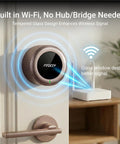 Smart Lock Retrofit For Your Deadbolt In Minutes With Built In Wi Fi Keyless Entry, App Remote Control, Auto Lock, Door Ajar Alerts, 300 Day Battery, Alexa Compatible, No Drill Installation, Antique Bronze Finish shown installed on a door.