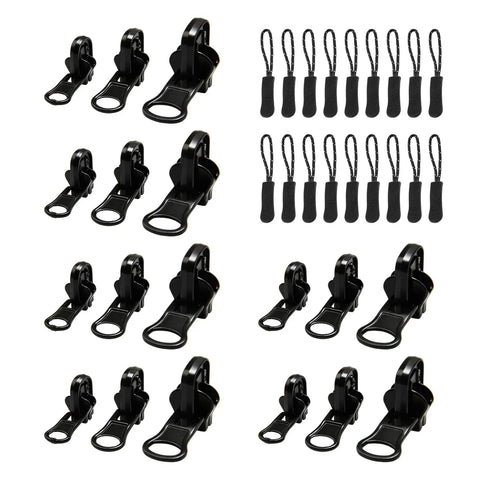 Universal Zipper Repair Kit With Metal Sliders In Small Medium And Large Sizes, 18 Piece Set With Six Pulls Each, Quick And Easy Fix For Jackets Backpacks And Luggage No Sewing Needed