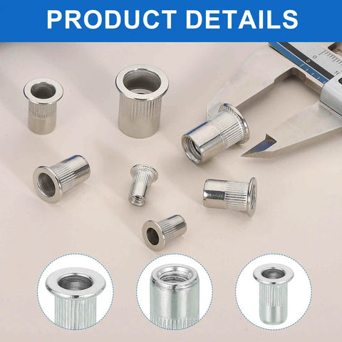Real Heavy Duty Rivet Nut Tool Kit With Durable Threaded Inserts For Sheet Metal And Furniture Assembly Pro Level Bolt Fastener Hardware That Locks Down Tight Without Any Headaches