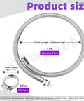 Diagram showing One Inch Stainless Steel Diesel Heater Exhaust Pipe Kit 39 Inch Long With Two Clamps 25mm Inner Diameter