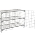 Heavy Duty Commercial Wire Mesh Security Locker With Two Swing Doors, Height Adjustable Shelf Supports, Padlock Ready Latches, Legit Gray Steel Storage Beast For Garage And Job Site, with three open shelves