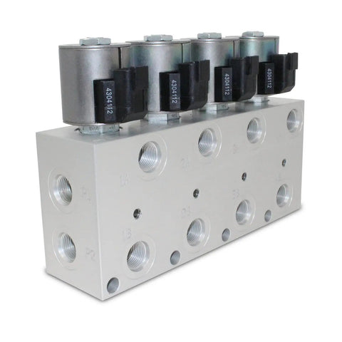 Universal 4 Circuit Hydraulic Multiplier Kit With Selector Valve, Couplers And Switch Box Control, anodized body, 12V, weatherproof