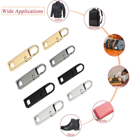 12 Pack Zipper Pull Tabs Replacement Set Upgraded Easy Fix Detachable Zipper Pulls In Black And Silver Two Sizes 36mm And 30mm