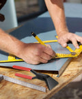 Sheet Metal Pliers And Bender For 45 Degree Bends 60mm Wide with non-slip handle on a workbench, high-carbon steel seamers visible.
