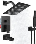 Dope Wall Mount 3-Function Shower System With Handheld Spray and Waterfall Tub Spout, 8-Inch Rainfall Shower Head, Matte Black