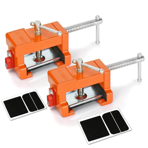 Heavy Duty Cabinet Face Frame Clamps 2 Pack With Alignment Plate And Side Screws, 440 Lbs Load, 4 Inch Opening, Orange