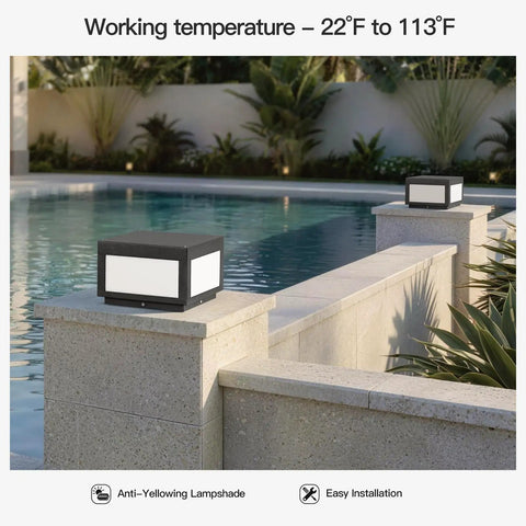 Hardwired Outdoor Post Lights 9.8 Inch Pillar Lamps Waterproof IP54 Aluminum LED Column Lanterns near poolside