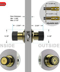 Diagram of Smart Door Knob With Keypad And Key Keyless Entry Lock With Rubber Grip Auto Lock 50 User Codes Waterproof Easy To Install