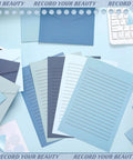 All In One Blue Letter Writing Paper And Envelope Set With 50 Lined Papers 50 Envelopes And 50 Stickers Includes A Safe Box for easy storage