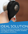 Hand turning doorknob with Door Knob Extension 2 Pack Soft Black Rubber For Two To Two And A Half Inch Ball Shaped Doorknobs Slip Resistant Grip Easy Install