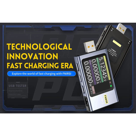USB Power Multimeter With 2 Inch HD LCD Display And Bluetooth App on black background showing readings