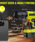 3 In 1 Cordless Handheld Vacuum Compatible With Ryobi 18V Battery Wet And Dry Car Vacuum next to smartphone for size