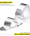 Aluminum heat shield tape, 2in x 66ft, silver, self-adhesive, high-temp for exhaust/auto use