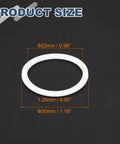 Rock Solid Durable PTFE Flat Washers 60 Pack M25 Heavy Duty Sealing Gaskets And Spacers Acid Resistant White O Rings, size depiction.
