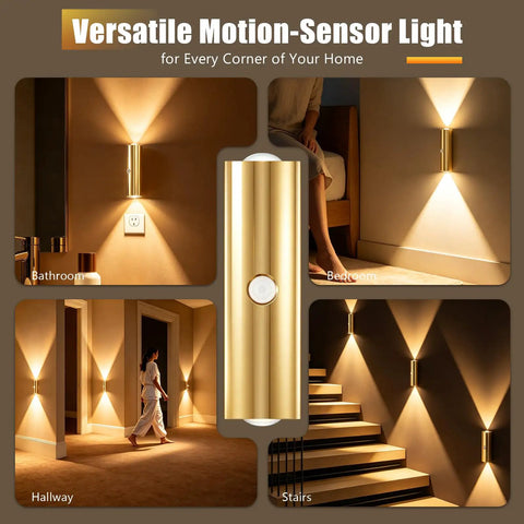 Dead Simple To Install Hella Bright Motion Sensor Wall Lights Rechargeable Wireless Sconces in bathroom, hallway, and stairs.