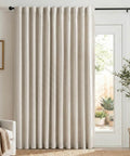 Ultimate Blackout Sliding Door Curtains For Living Room Darken The Space With 100 Percent Blackout Thermal Insulated And Noise Reducing Back Tab And Rod Pocket 1 Panel Set 100 Inch Wide By 84 Inch Long Cream installed on a door