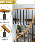 Tiltable bracket for Built Like A Tank Black Iron Stair Railing Spindles; adjustable for stairs and platforms.