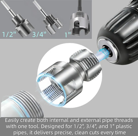 Dual Function PVC Pipe Threader Kit For DIY Pros With Internal And External Threading All In One Pipe Threading Tool