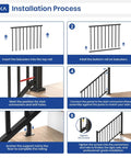 Installation process for Hella Secure Aluminum Stair Railing Kit 2 Pack Includes Four Thirty Nine Inch Posts Measuring Thirty Six Inches High By Four Feet Wide With Heavy Duty Adjustable Brackets For Fast Deck And Concrete Setups.