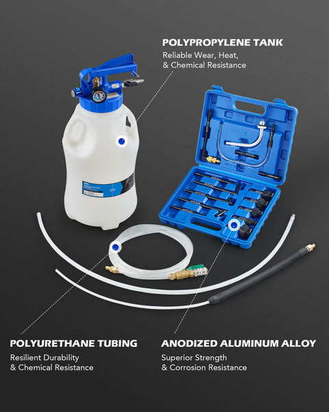 Oil Extractor Pump And Dispenser Kit For Cars And Trucks Garage Ready 10 Liter Pneumatic Bleeder With Two Point Six Gallon Capacity