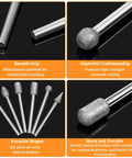 120 Grit Diamond Grinder Bits For Rotary Tools With One Eighth Inch Shank, Pro Grade Stone Carving Engraving Grinding And Polishing Burr Set