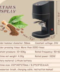 Automatic Coffee Tamper With Auto Position Sensor For Flawless Espresso Pucks Featuring Adjustable Pressure From 22 To 66 Pounds Plus Fast Depth Tweaks For Seriously Smooth Shots And Pro Results Daily on kitchen counter.
