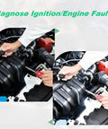 All In One Engine Diagnostic Kit With Heavy Duty Remote Starter Switch And Spark Plug Tester in use on engine