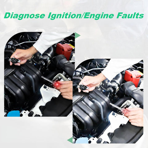 All In One Engine Diagnostic Kit With Heavy Duty Remote Starter Switch And Spark Plug Tester in use on engine