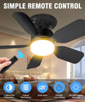 20 Inch Ceiling Fan Light With Remote in black, LED socket bulb with dimmable illumination, perfect for chill bedrooms.