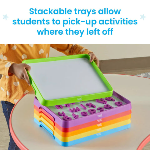 Magnetic Dry Erase Activity Trays For Kids Kid Friendly Stackable Whiteboards With Magnetic Letters Classroom Centers