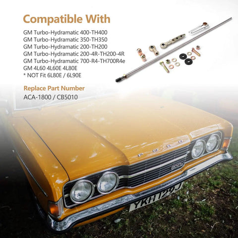 Adjustable Transmission Column Shift Linkage Kit for Chevy Cars and Trucks CB5010 Replacement Part with No Fuss Install, Crisp Shifts, Rugged Steel Build, ACA-1800 Compatible, High Performance Transmission Control. 21-inch steel rod kit for GM TH400 TH350 TH200 4L60E