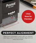 Game Changer Self Inking Rubber Stamp With Fast Drying Red Ink For Business Checkout And Mailroom Tasks Refillable Cartridge showing clear base for precise alignment.