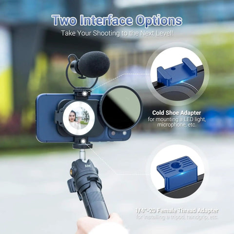 67mm Magnetic Double Sided Phone Lens Filter Adapter Mount With Cold Shoe Pull Out for iPhone 17, 16, 15, 14 on tripod