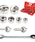Manual Knockout Hole Punch Driver Kit 1/2 To 2 Inch Conduit Cutter Set With Chromed Punch Dies in red case and wrench