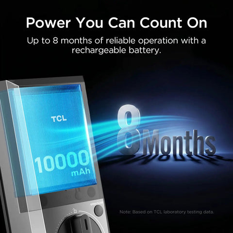 Next Level Smart Front Door Lock Featuring Lightning Fast Fingerprint Keyless Entry Deadbolt With Zero Fret AI Unlocking battery info with 8-month reliability.