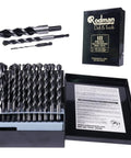 Top Notch 18-Piece Rodman Silver Bullet Drill Bit Kit For Pros To Smash Steel, Concrete, Tile, Wood And Glass With Ease On Any Job Site. 18-piece drill bit set in open black case