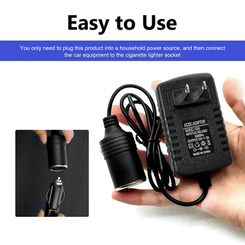Boss Level Plug And Play Car AC To DC Power Converter 110 To 240V To 12V 24W Transformer Adapter with plug and cable.