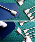 Close-up of 7 Piece Leather Half Round Cutter Set For Leathercraft Punching Tools Must Have For Belts Straps Wallets And Bags