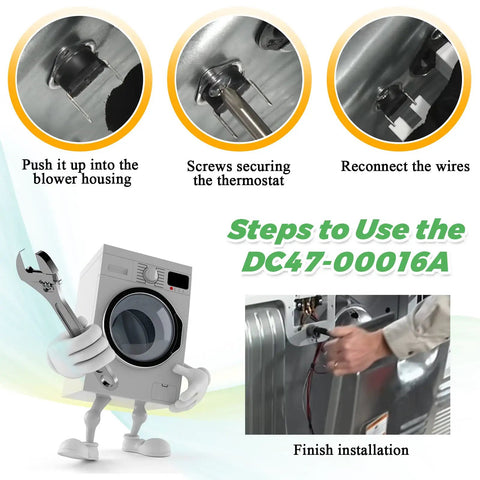 Dryer Repair Kit With Thermal Fuse Thermostat Thermistor And High Limit Thermostat For Samsung LG Kenmore Dryers DIY Fix Steps